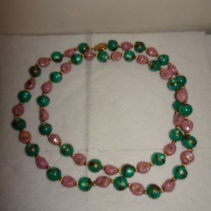 Vtg. Diva Glass Beaded Gold Ball Necklace